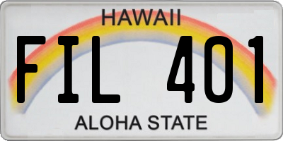 HI license plate FIL401
