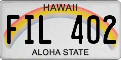 HI license plate FIL402