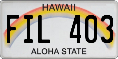 HI license plate FIL403
