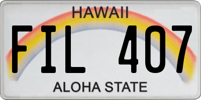 HI license plate FIL407