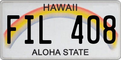 HI license plate FIL408