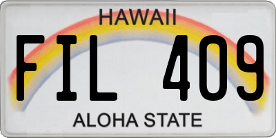 HI license plate FIL409