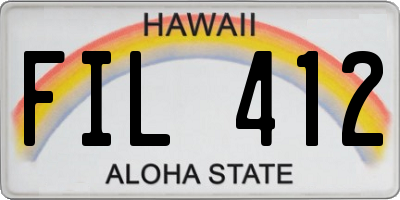 HI license plate FIL412