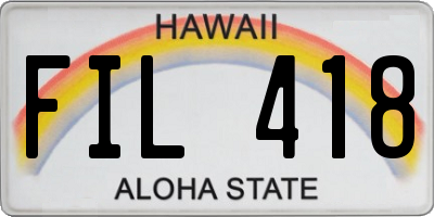 HI license plate FIL418