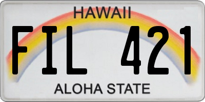 HI license plate FIL421