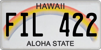 HI license plate FIL422