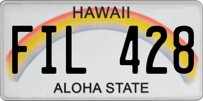 HI license plate FIL428