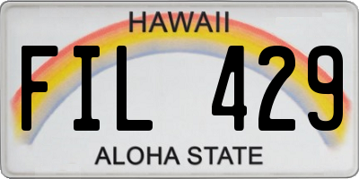 HI license plate FIL429
