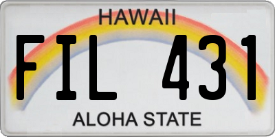 HI license plate FIL431