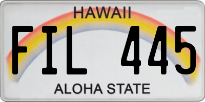 HI license plate FIL445