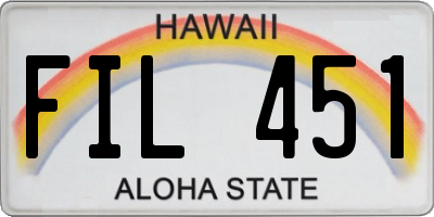 HI license plate FIL451
