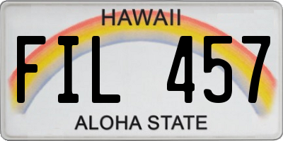 HI license plate FIL457