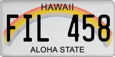 HI license plate FIL458