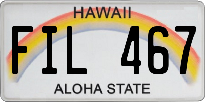 HI license plate FIL467