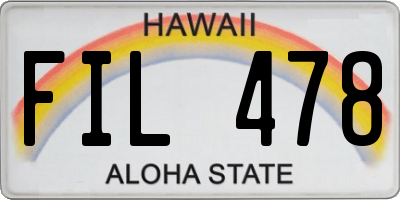 HI license plate FIL478