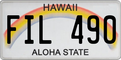 HI license plate FIL490