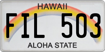 HI license plate FIL503
