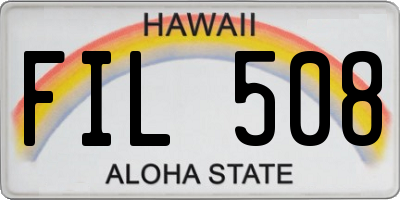 HI license plate FIL508