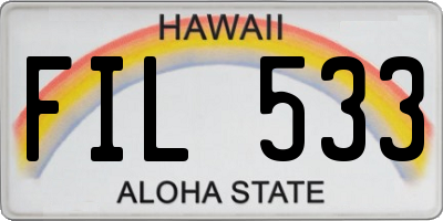 HI license plate FIL533