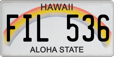 HI license plate FIL536