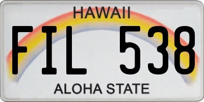 HI license plate FIL538