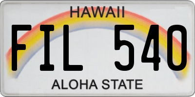 HI license plate FIL540