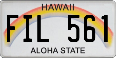 HI license plate FIL561