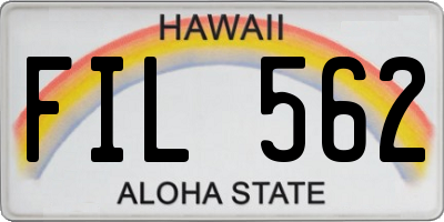 HI license plate FIL562