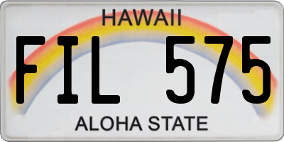 HI license plate FIL575