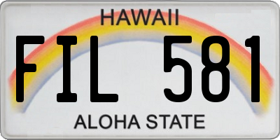 HI license plate FIL581