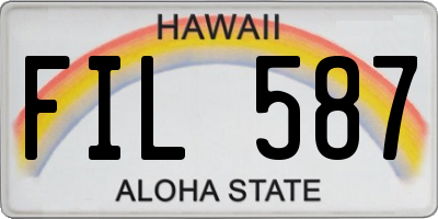 HI license plate FIL587