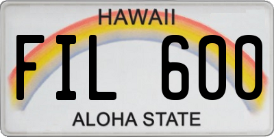 HI license plate FIL600