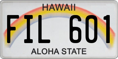 HI license plate FIL601