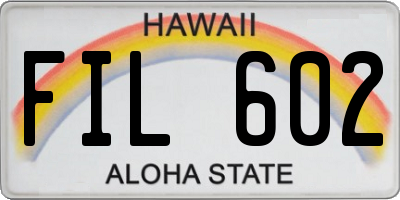 HI license plate FIL602