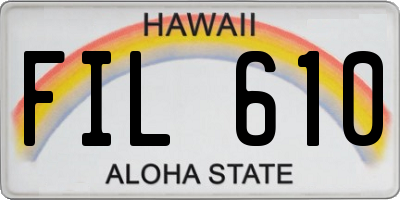 HI license plate FIL610