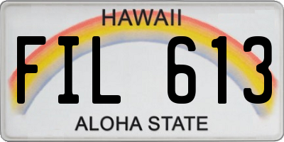 HI license plate FIL613