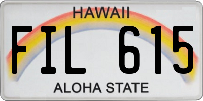 HI license plate FIL615