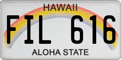 HI license plate FIL616