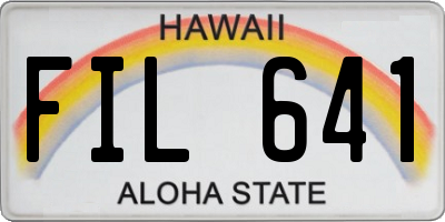HI license plate FIL641