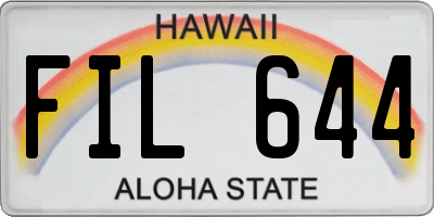 HI license plate FIL644