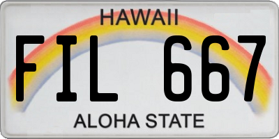 HI license plate FIL667