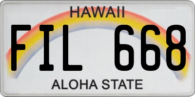 HI license plate FIL668