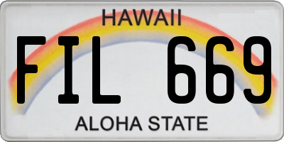 HI license plate FIL669