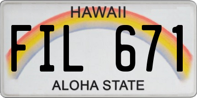 HI license plate FIL671