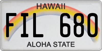 HI license plate FIL680