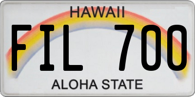 HI license plate FIL700