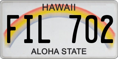 HI license plate FIL702