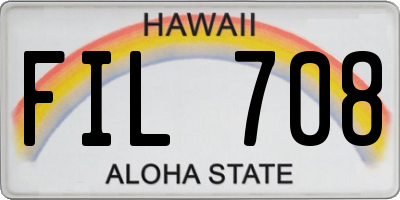 HI license plate FIL708
