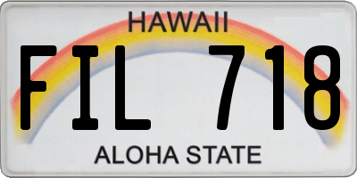 HI license plate FIL718
