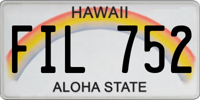 HI license plate FIL752